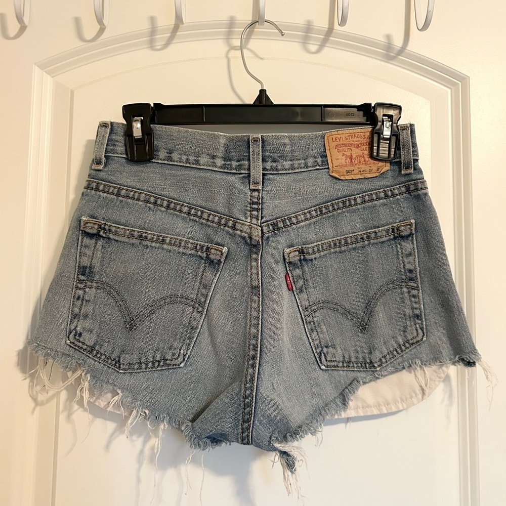 Vintage Levi's cut off Women's Light Blue High Waist Denim Shorts